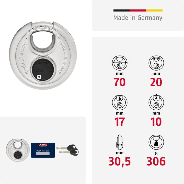 Produktbild Abus Diskus Vorhängeschloss 20/70