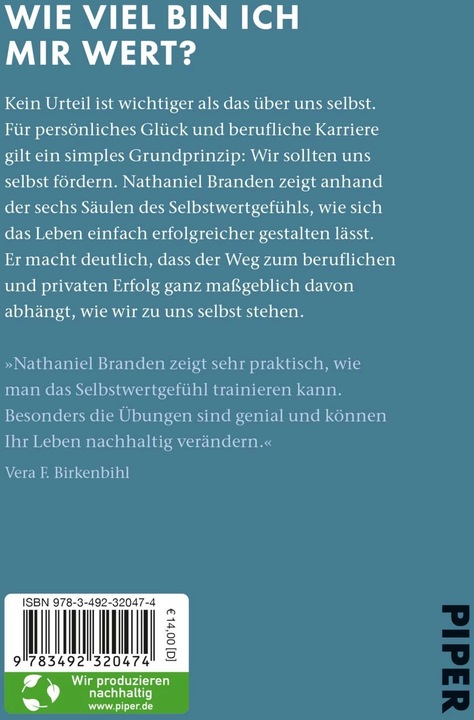 Produktbild Die 6 Säulen des Selbstwertgefühls (Deutsch, Nathaniel Branden, 2023)