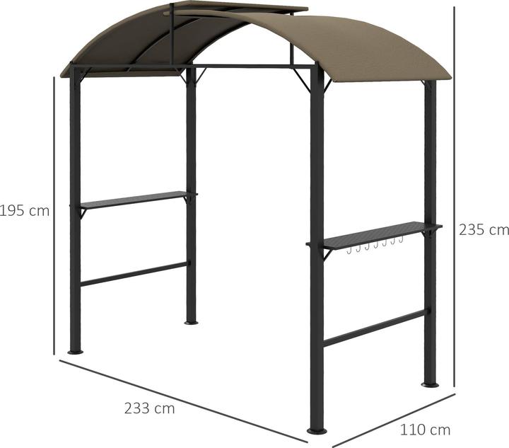 Actual product image Outsunny Barbecue pavilion with storage area and hanging hooks (233 cm, 110 cm)