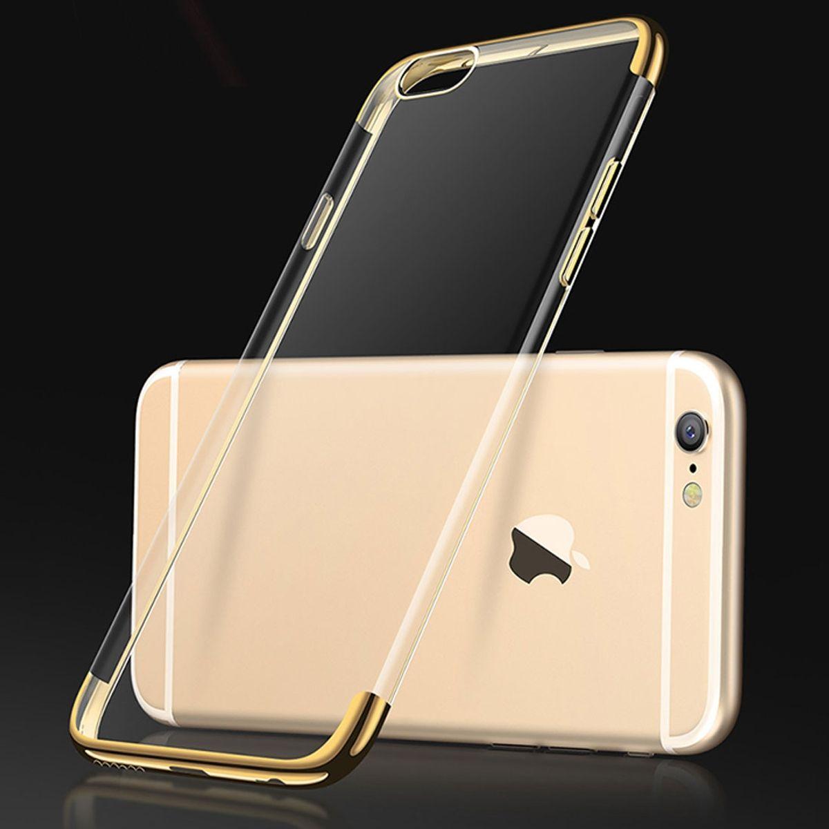 König Design Handy Hülle Schutz für Apple iPhone 6 / 6s Plus Durchsichtig Transparent Gold (Apple iPhone 6 Plus), Smartp...