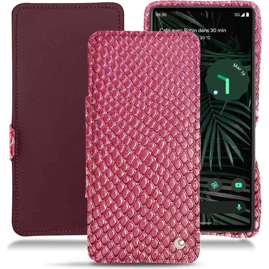 Noreve Lederschutzhülle horizontal (Google Pixel 6 Pro, Google Pixel 5), Smartphone Hülle, Rosa