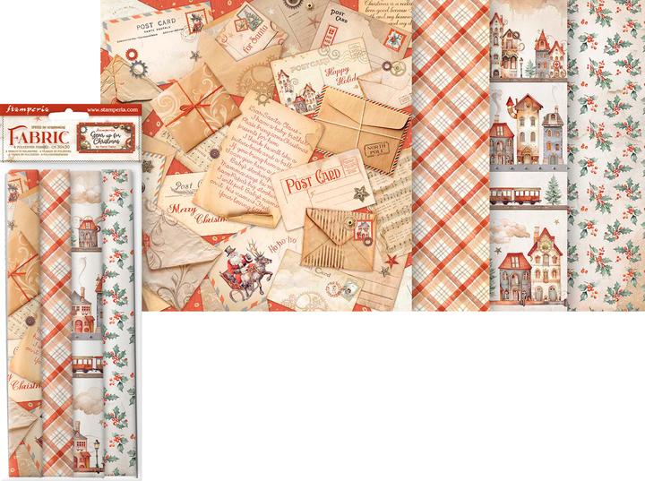 Image du produit Stamperia Paquet de tissus "Gear up for Christmas", set de 4, 4 designs à 30 x 30 cm