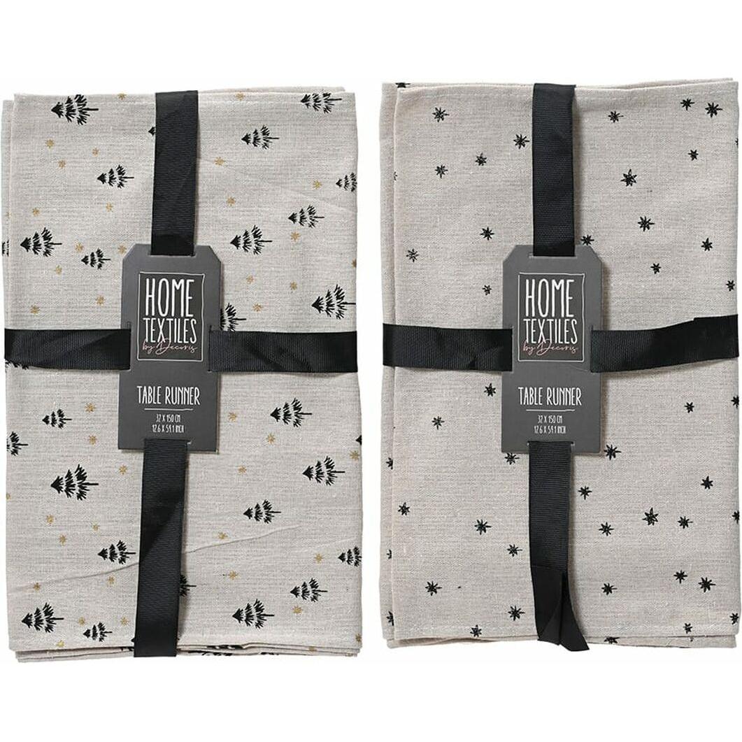 Lifetime, Tovaglia, Tischläufer Schwarz Hellgrau Gedruckt Weihnachten 32 X 150 Cm (150 x 32 cm)