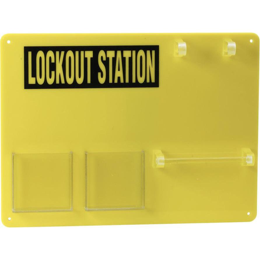 Brady, Accessori protezione sul lavoro, Lavagna di blocco - 5 persone, acrilica, gialla, 393 x 292 mm, etichettatura: LOCKOUT STATION (senza