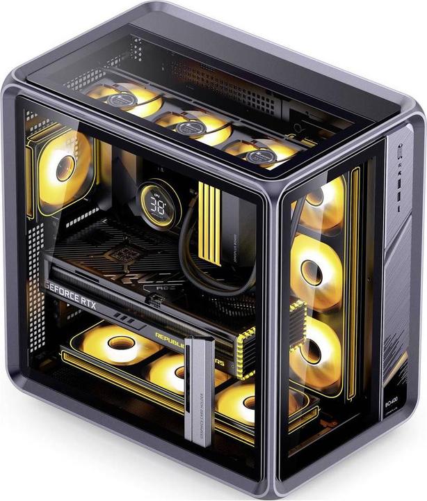 Produktbild Jonsplus BO400 PC-Gehäuse, Midi-Tower, ATX, Alu Frame, Tempered Glass – schwarz (ATX)