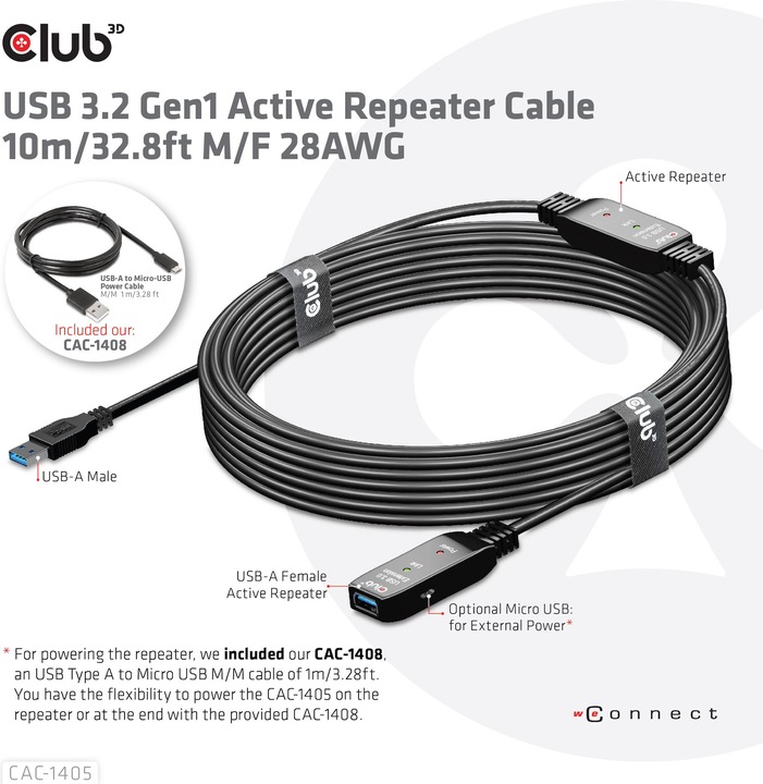 Actual product image Club 3D USB A – USB A (10 m, USB 3.2)