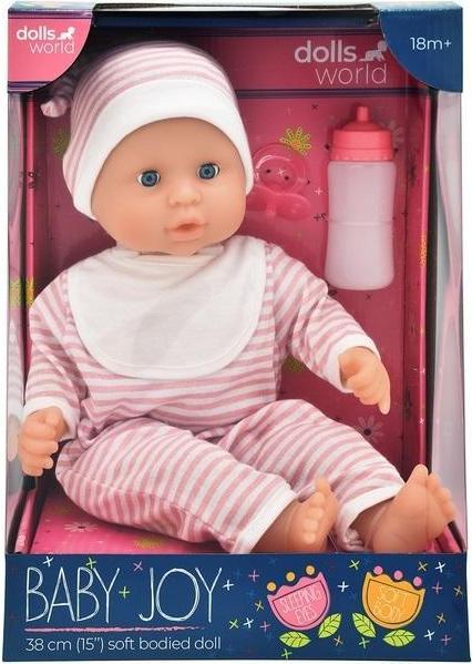 Actual product image Dolls World Lalka Baby Joy 38cm ubranko w paski