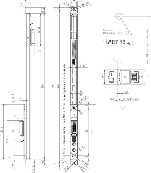 Actual product image Assa Abloy Cable transition 10314 10-pole stainless steel 330 mm