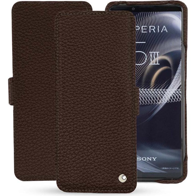 Noreve Lederschutzhülle horizontal (Sony Xperia 5 III), Smartphone Hülle, Braun
