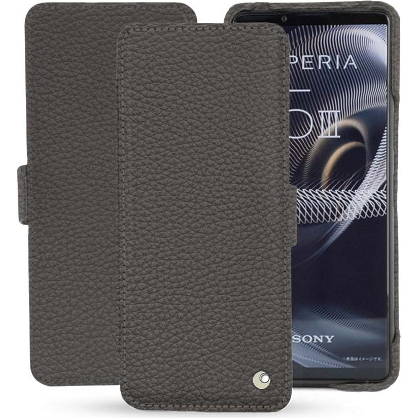Noreve Lederschutzhülle horizontal (Sony Xperia 5 III), Smartphone Hülle, Grau