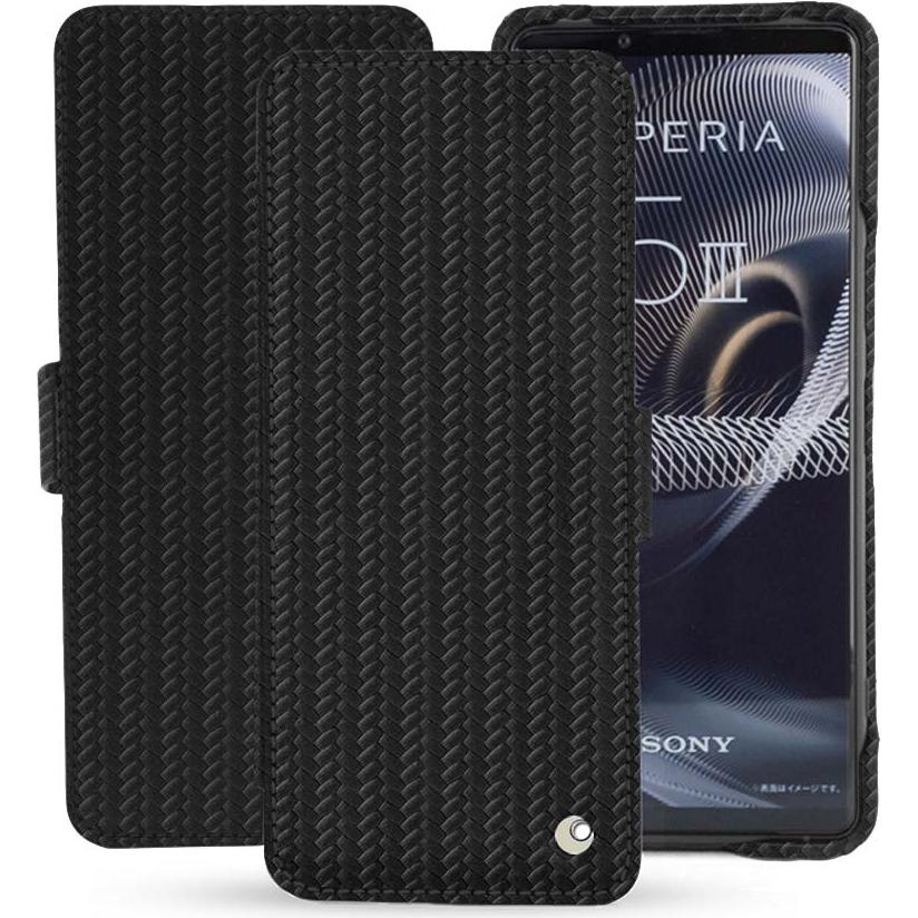 Noreve Lederschutzhülle horizontal (Sony Xperia 5 III), Smartphone Hülle, Schwarz