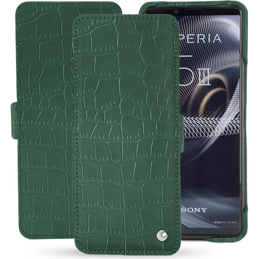 Thumbnail - Noreve Lederschutzhülle horizontal (Sony Xperia 5 III), Smartphone Hülle, Grün