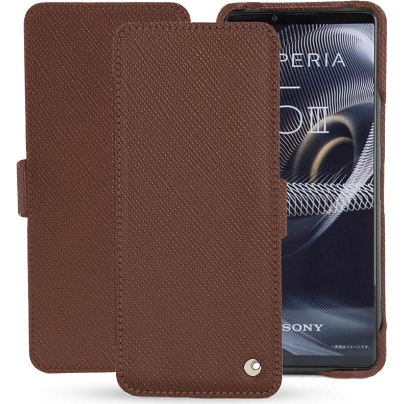Noreve Lederschutzhülle horizontal (Sony Xperia 5 III), Smartphone Hülle, Braun