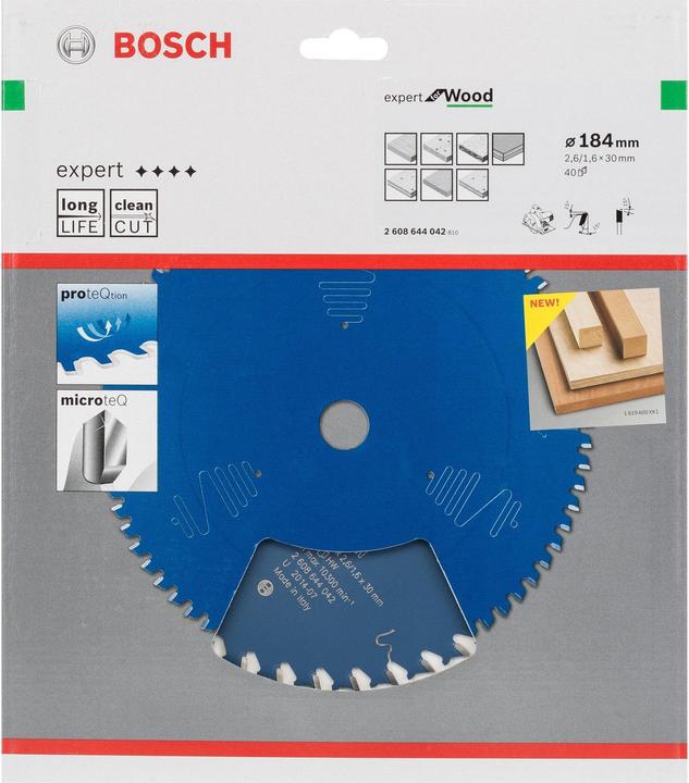 Produktbild Bosch Professional Zubehör Kreissägeblatt Expert for Wood, 184 x 30 x 2,6 mm, 40