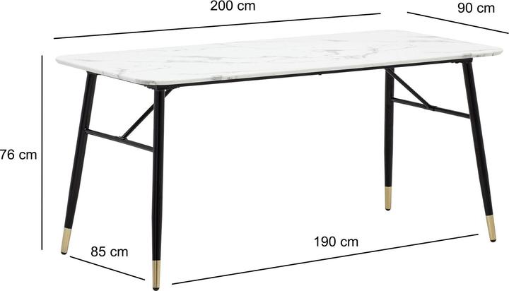 Actual product image FineBuy Dining room table Marble look white Dining table Kitchen table Dining room table (200 x 90 x 76 cm)