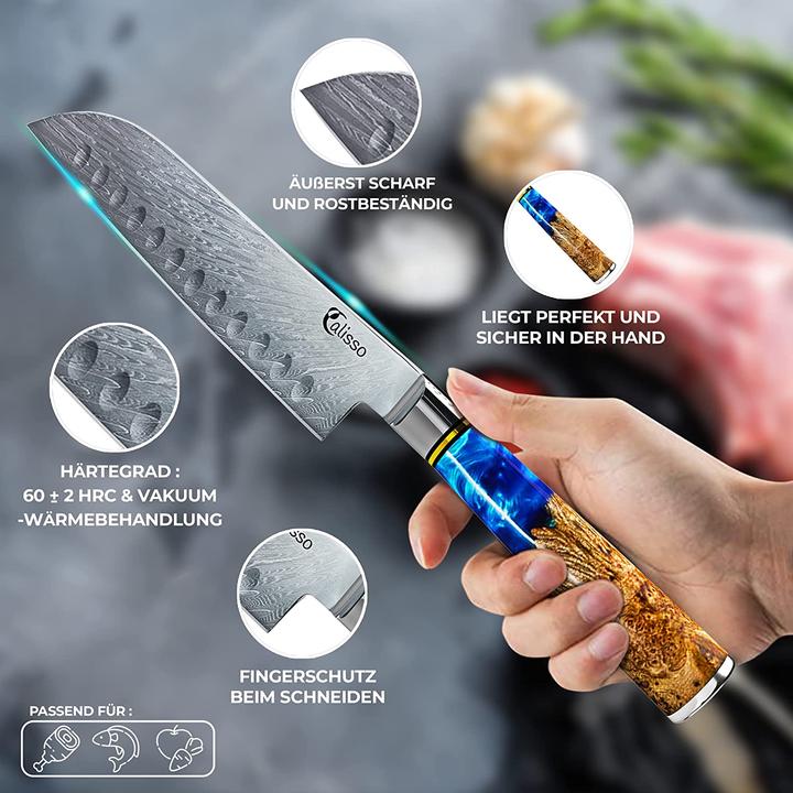 Produktbild Calisso Santoku Damastmesser (17.80 cm)