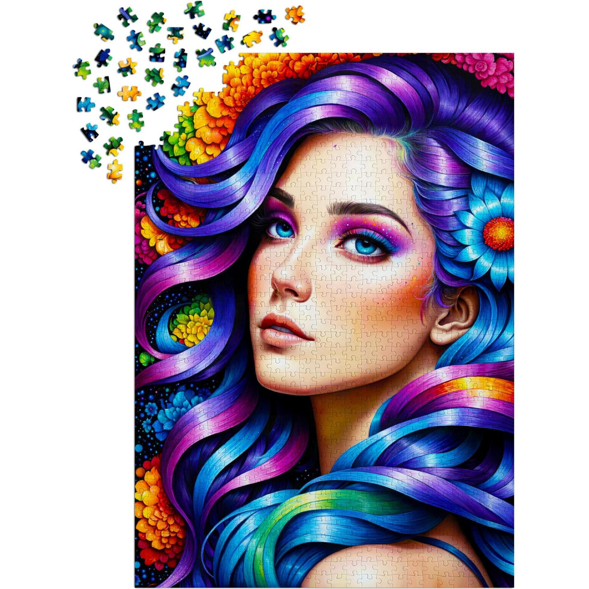 Thumbnail - Enjoy Puzzle Puzzle 1000 Teile - Rainbow Flower Portrait (1000 Teile)