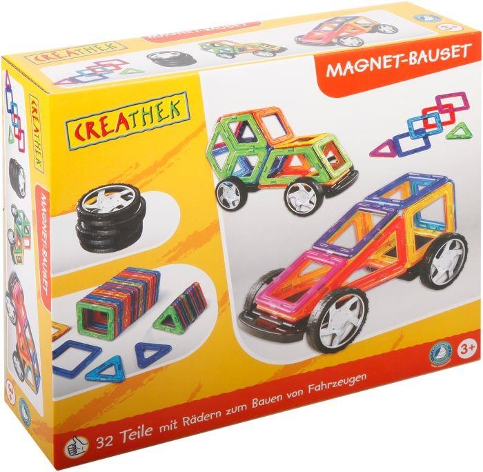 Actual product image Creathek CR magnet construction set with wheels, 32 parts