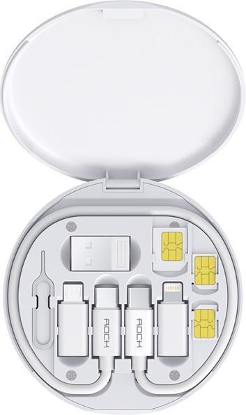 Immagine prodotto Rock - Multifunktionales Aufbewahrungs-Set - USB-C PD Kabel (60W), SIM-Fach und Adapter (0.25 m, 60 W)