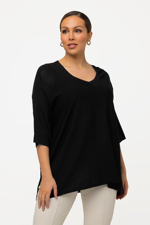 Image du produit Ulla Popken Pull oversize, encolure en V et manches courtes (60)