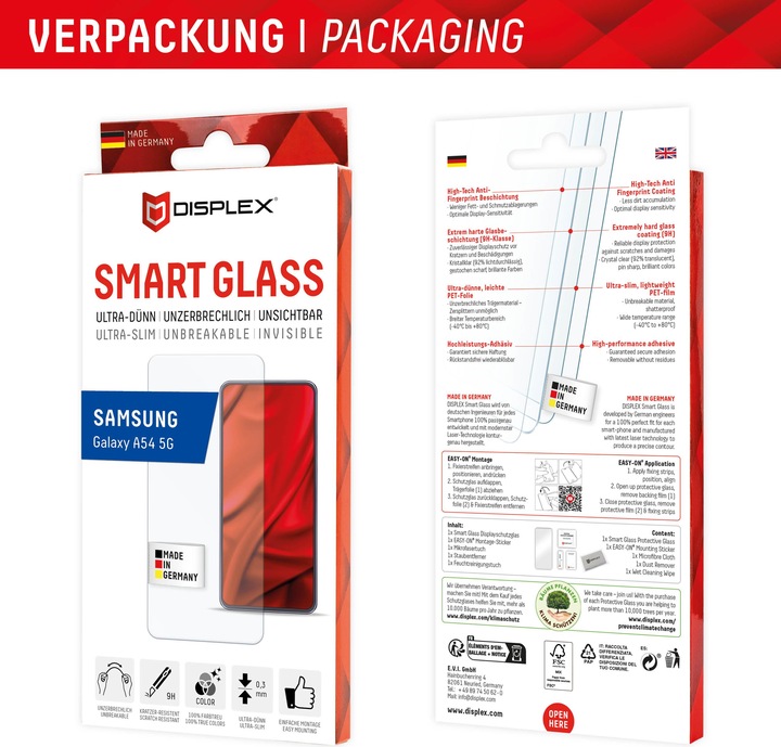 Actual product image Displex Smart Glass, Displayschutzfolie (1 Piece, Samsung Galaxy F54)