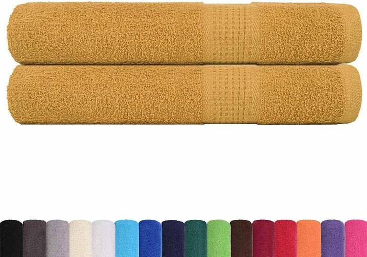 Actual product image vidaXL Towels 2 pcs. Golden 100x200 cm 360 g/m² 100% cotton beach towel (100 x 200 cm)