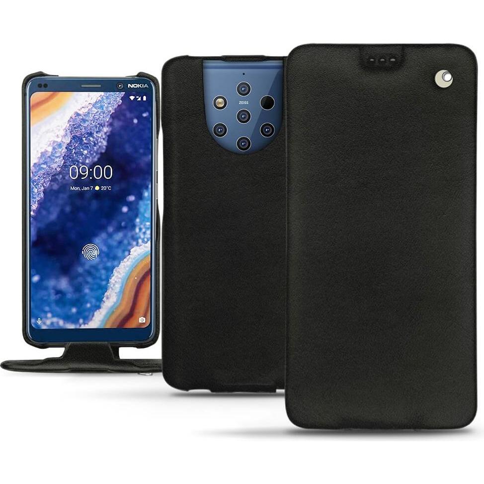 Noreve Lederschutzhülle vertikal (Nokia 9 PureView), Smartphone Hülle, Schwarz