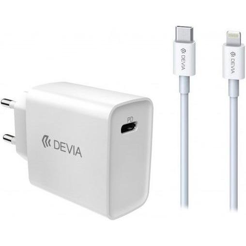 Devia Smart series PD quick charger suit (EU,18W) white (18 W), USB Ladegerät, Weiss