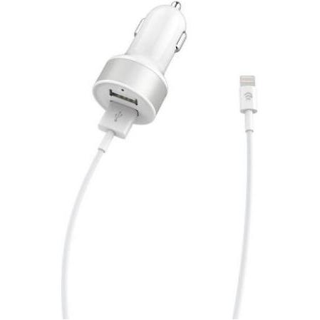 Devia Smart Series Dual USB Car Charger Suit with Lightning Cable (MFi)(2.4A,2USB) white, Auto Adapter, Weiss
