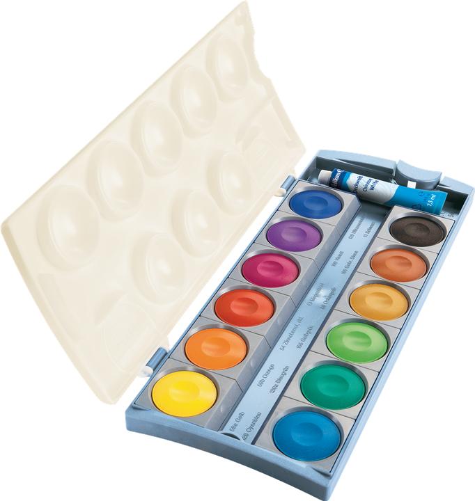 Productafbeelding Pelikan Fluorescerende verf in de Eco ondoorzichtige verfdoos, 12 kleuren (12 ml)