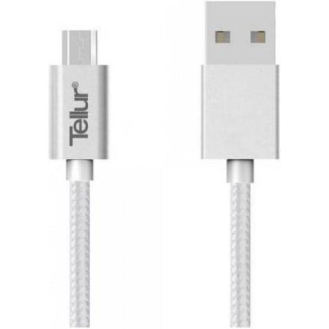 Tellur Data cable, USB to Micro USB, Nylon Braided, 1m silver (1 m), USB Kabel