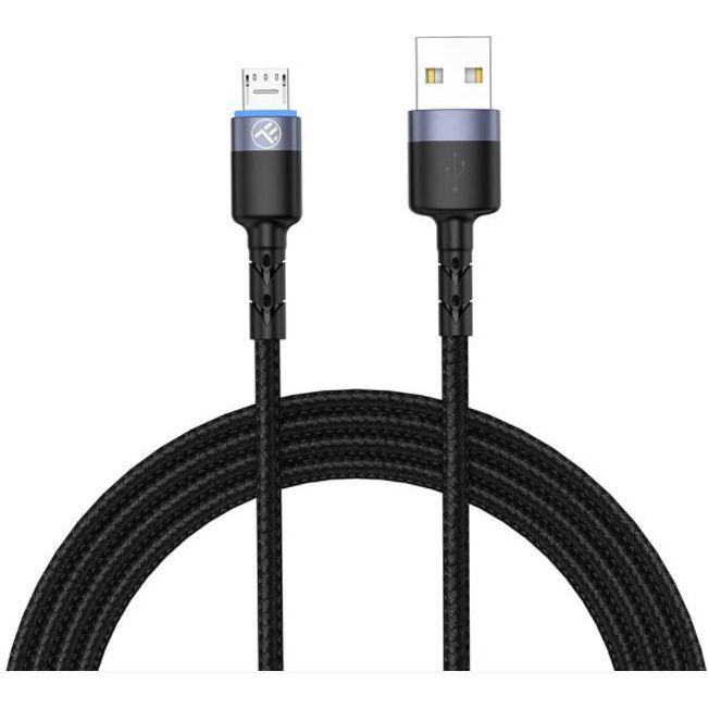 Tellur Data cable, USB to Micro USB, LED, Nylon Braided, 1.2m black (1.20 m, USB 3.0), USB Kabel