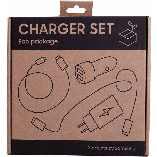 Samsung Charger set. Includes travel and car adapters with cables, Auto Adapter, Schwarz