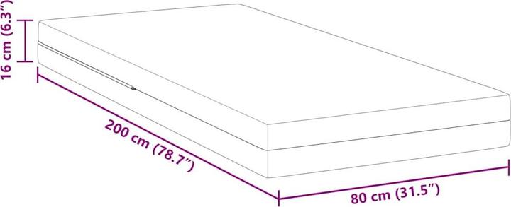 Actual product image vidaXL Foam mattress (80 x 200 cm, Foam core)