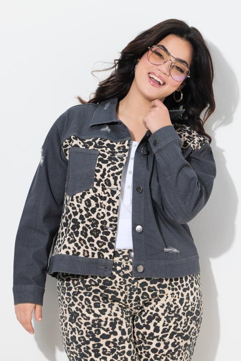 Produktbild Angel of Style Jeansjacke, oversized, Leo-Einsätze, Destroys (42)