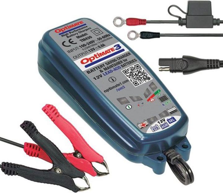 Productafbeelding Tecmate Optimate 3 Druppellader 0,8A - 12V Acculader Druppellader voor Scooter / Motor (12V, 0.80 A)