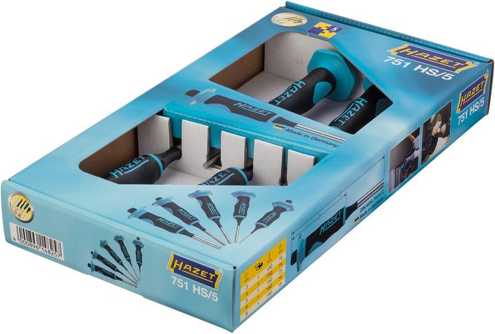 Actual product image HAZET Drift pin set 751HS/5 ∙ 150 mm ∙ Number of tools: 5