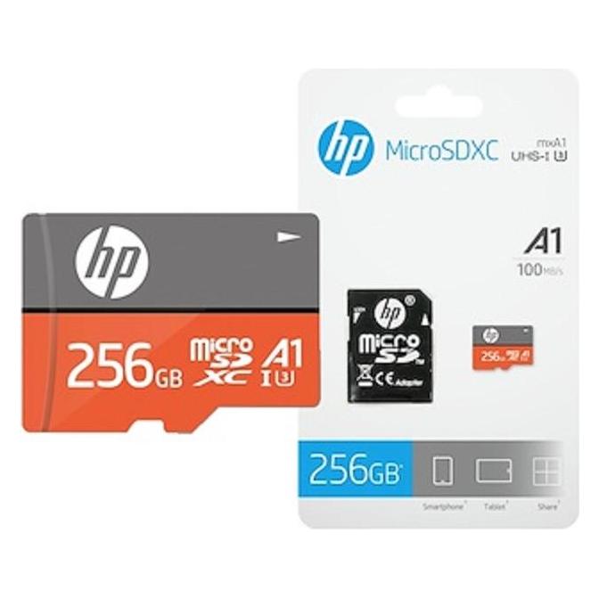 HP HFUD256-1V31A (256 GB, microSDXC, UHS-I), Speicherkarte, Orange, Grau