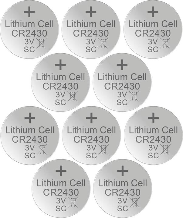 Produktbild XCell 10er-Set Lithium-Knopfzelle CR2430, 3V / 290mAh (10 Stk., CR2430, 290 mAh)