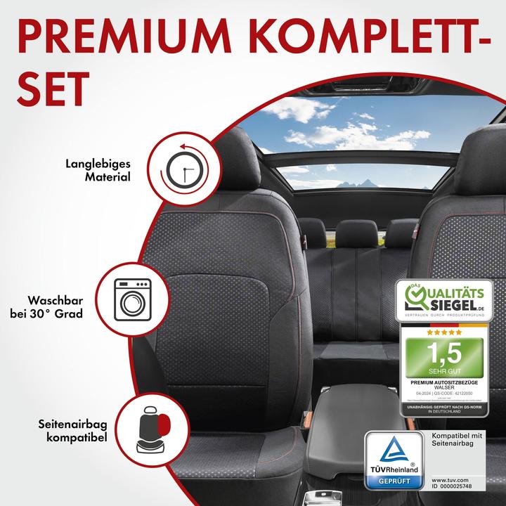 Actual product image Walser Premium Logan car seat covers with zip ZIPP-IT seat covers complete set