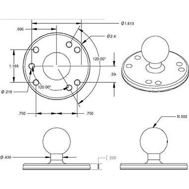 Thumbnail - Rammount Montagebasis, Smartphone Halterung, Schwarz