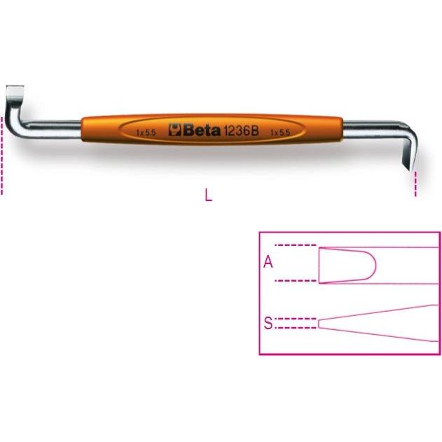 BETA, Cacciavite, Wkrętak Płaski Kątowy Dwustronny 8mm