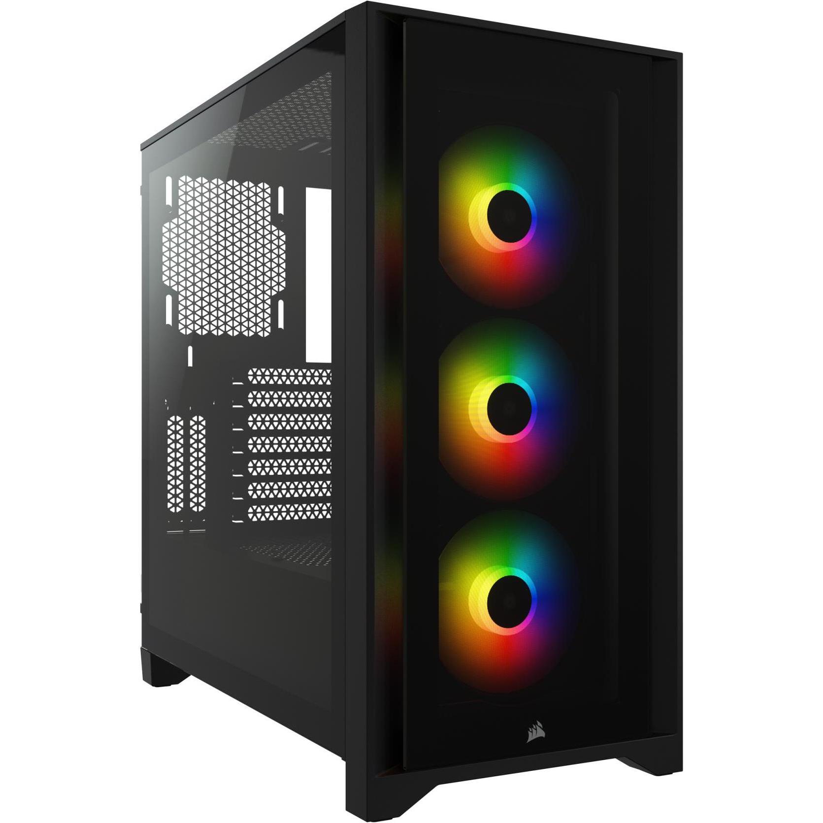 Corsair iCUE 4000X (ATX, mATX, Mini-ITX, E-ATX), PC Gehäuse, Schwarz
