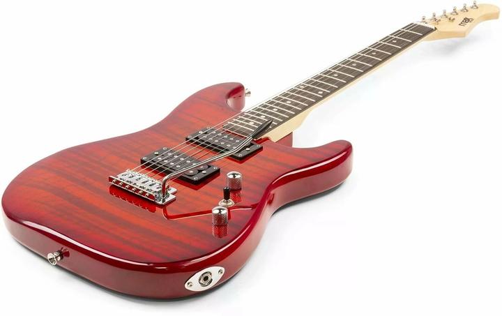 Actual product image Max Music Electric Guitar GigKit Quilted Style Red (Electric guitar, Basswood, Chrome, Linden, Maple, Maple, Tulipwood)