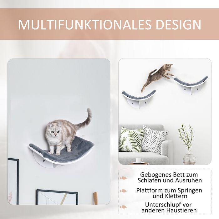 Image du produit Swisshandel24 Lit pour chat Étagère pour chat Chaise longue murale Revêtement en peluche MDF Blanc+Gris 41 x 28 x (Chat)