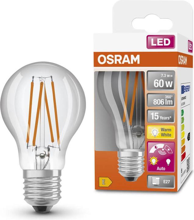 Immagine prodotto Osram SENSORE DI LUCE DIURNA A LED CLASSIC A 60 7,3 W/2700 K E27 (E27, 7.30 W, 806 lm, 1 x, E)