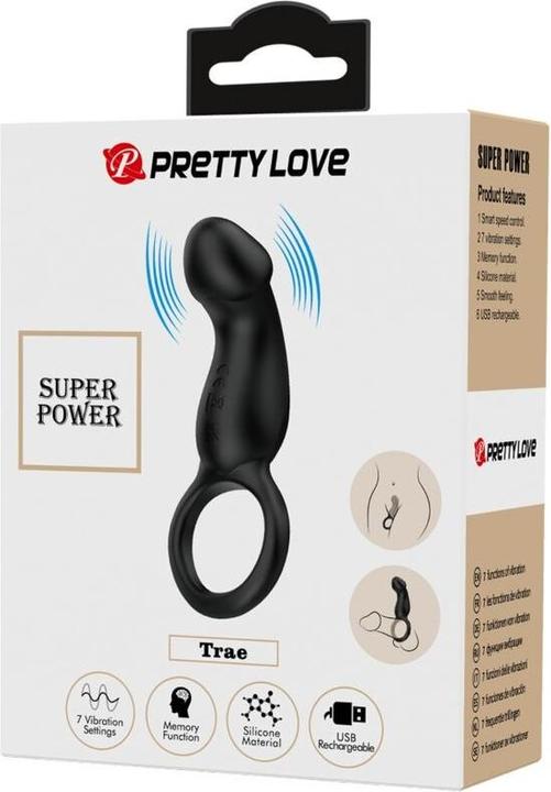 Image du produit Pretty Love Trae Anneau Vibrant Avec Stimulateur Noir (14 cm)