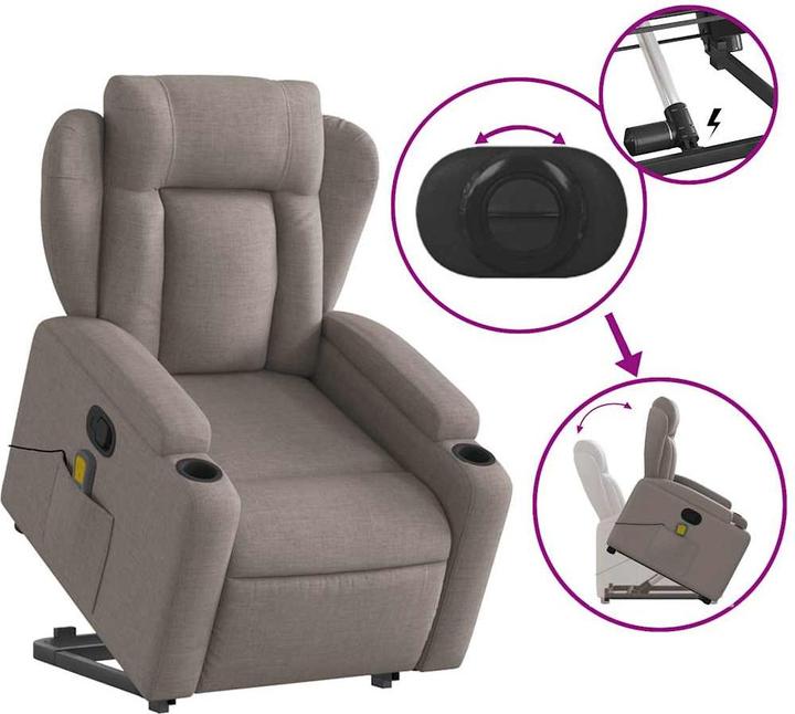 Immagine prodotto vidaXL Poltrona massaggiante con ausilio in tessuto