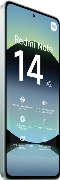 Produktbild Xiaomi Redmi Note 14 (128 GB, Coral Green, 6.67", Hybrid Dual SIM, 5G)
