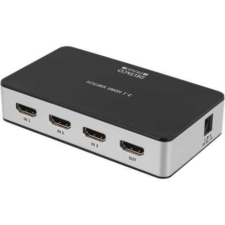 Deltaco Prime Premium 3 port HDMI Switch with IR Wireless Remote, Ultra HD, Fernbedienung